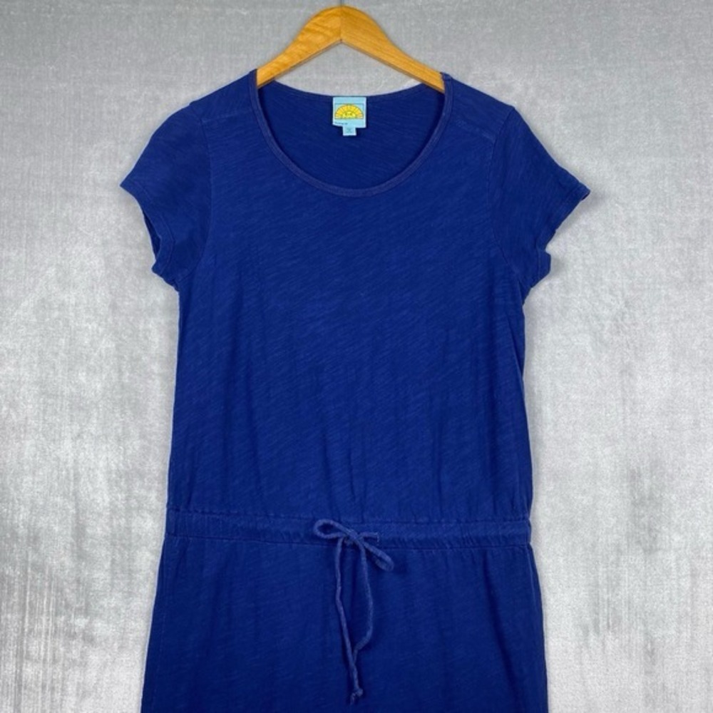 C & C California Womens Dress Small Blue Short Sleeve Drawstring Waist USA Made - Picture 3 of 13